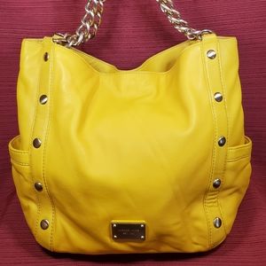 Michael Kors Delancy Yellow Leather Shoulder Bag